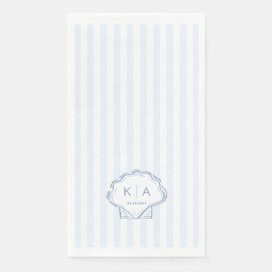 Modern Blue And White Coastal Monogram Wedding Paper Guest Towels