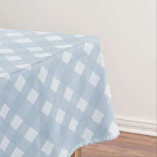 Modern Blue and White Diagonal Checkered Pattern Tablecloth