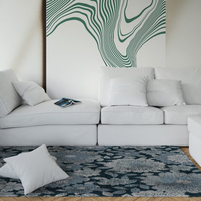 Modern Blue and White Floral Pattern Rug (Creator Uploaded)