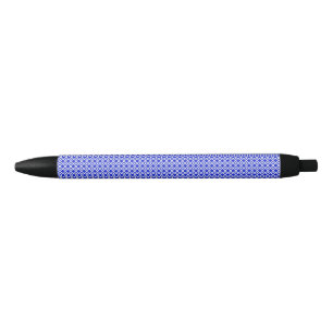 Modern Blue and White Geometric Diamond Pattern Pen