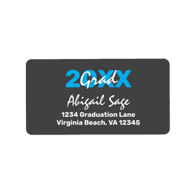 Modern Blue and White Graduation Address Label (Front)