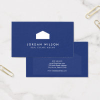 Modern Blue and White House Real Estate Agent Business Card