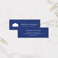 Modern Blue and White House Real Estate Agent Mini Business Card