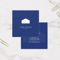 Modern Blue and White House Realtor Square Business Card