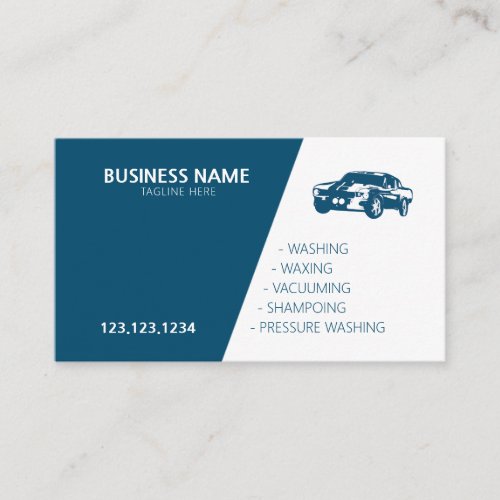 Modern Blue and White Mobile Car Wash  Detailing Business Card