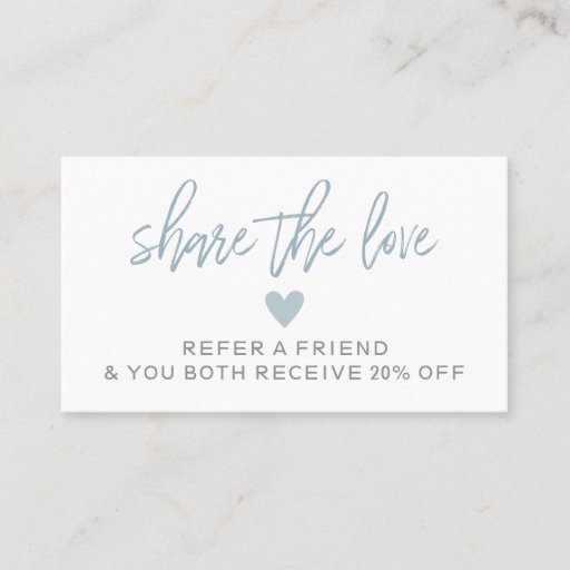 Customizable Modern Blue and White Refer A Friend Card