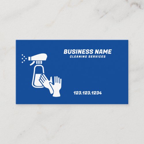 Modern Blue and White Silhouette Cleaning Services Business Card