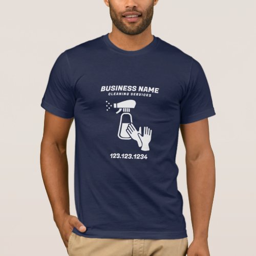 Modern Blue and White Silhouette Cleaning Services T_Shirt