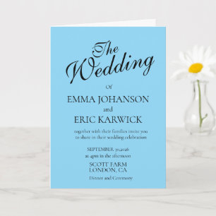 Modern blue and White Simple Wedding Invitat Card