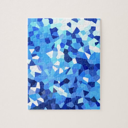 Modern Blue and White Stained Glass Mosaic Jigsaw Puzzle