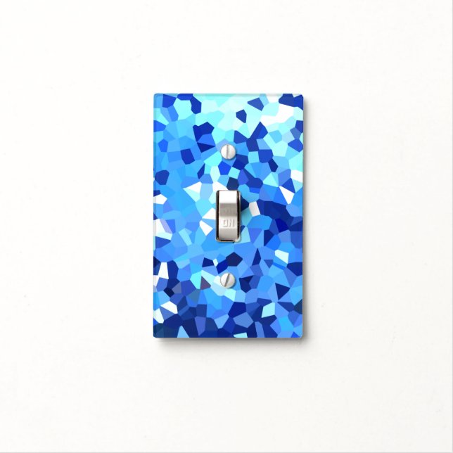 Modern Blue and White Stained Glass Ocean Mosaic Light Switch Cover (In Situ)