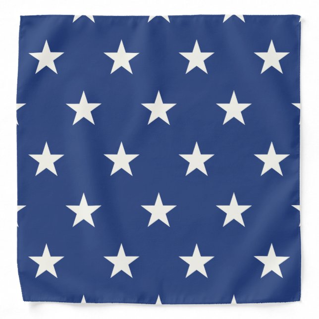 Modern Blue and White Star Pattern Bandana (Front)