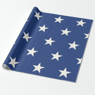 Modern Blue and White Star Pattern Wrapping Paper