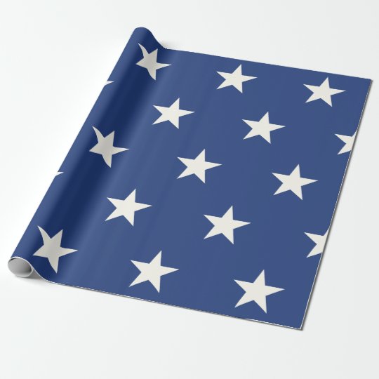 Modern Blue and White Star Pattern Wrapping Paper | Zazzle.com