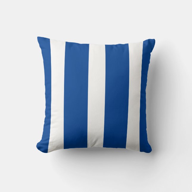 Modern Blue and White Stripes Throw Pillow (Front)