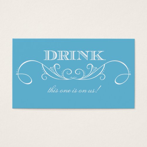 Modern Blue and White Swirl Wedding Drink Ticket Business Card