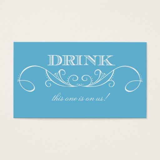 Customizable Modern Blue and White Swirl Wedding Drink Ticket Business Card