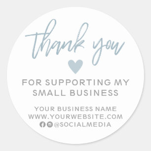 Modern Blue and White Thank You Classic Round Sticker