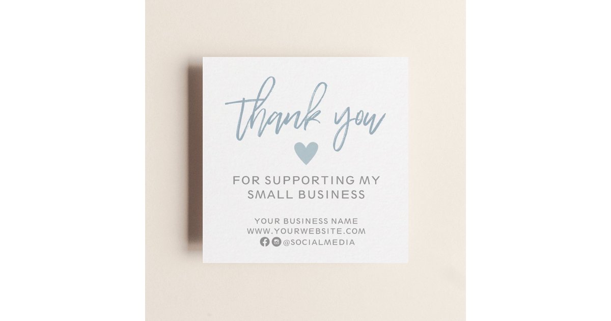 Modern Blue and White Thank You Square Business Card | Zazzle