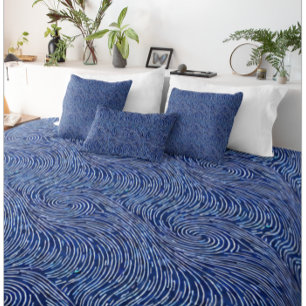 Modern Blue and White Wave Swirl Pattern Duvet Cover