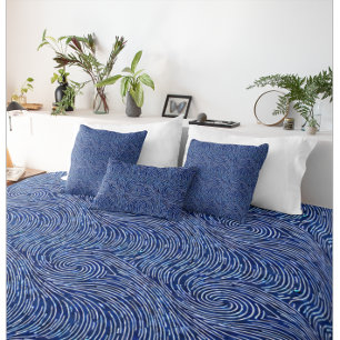 Modern Blue and White Wave Swirl Pattern Pillow Case