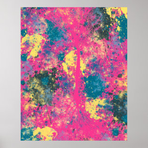 Modern Blue and Yellow Abstract Poster