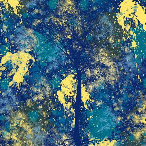 Modern Blue and Yellow Abstract Poster