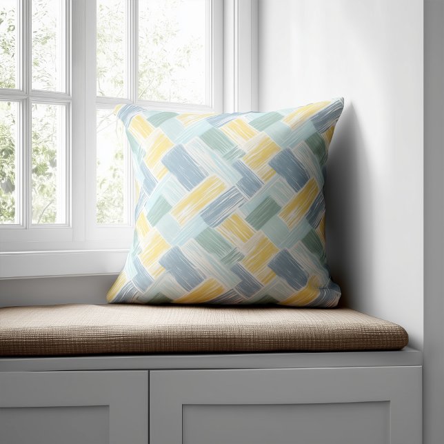 Modern Blue and Yellow Abstract Throw Pillow (Creator Uploaded)