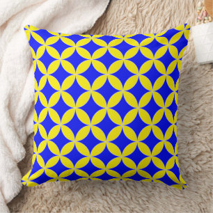 Modern Blue and Yellow Gold Throw Pillow