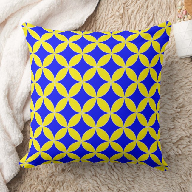 Modern Blue and Yellow Gold Throw Pillow (Blanket)