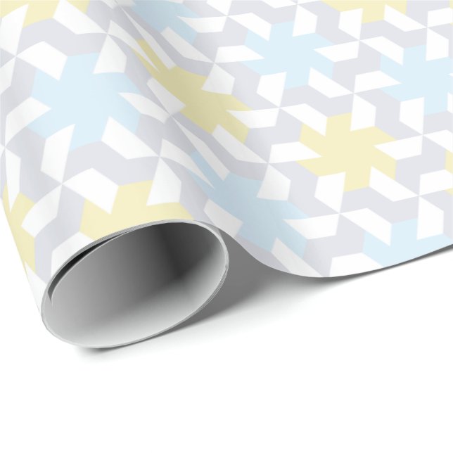 Modern Blue and Yellow Pinwheel Tessellation Wrapping Paper (Roll Corner)