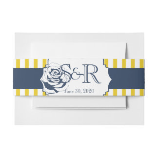 Modern Blue and Yellow Stripe Wedding Belly Band