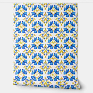 Modern Blue and yellow Watercolor Abstract Wallpaper