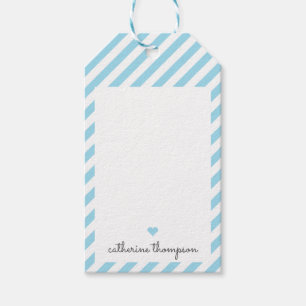 Modern Blue Aqua Heart Girly Cute Feminine Script Gift Tags