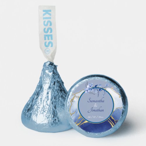 Modern Blue Aqua Marble Wedding Hersheys Kisses