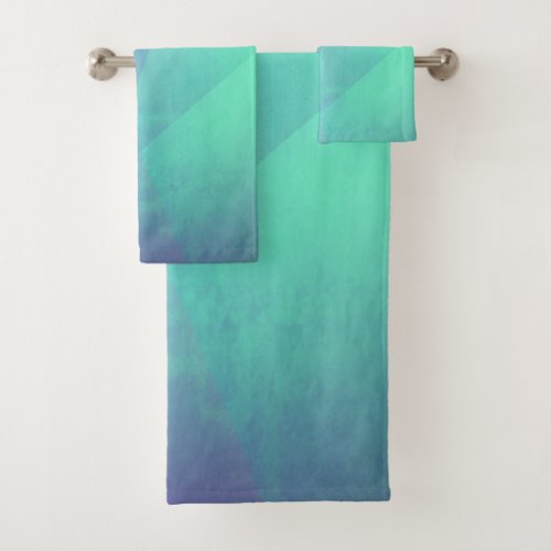 Modern Blue Aqua Turquoise Geometric Gradation Bath Towel Set