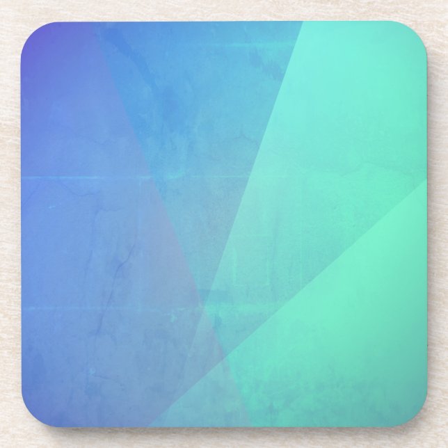 Modern Blue Aqua &Turquoise Geometric Gradation Beverage Coaster (Front)