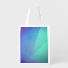 Modern Blue Aqua &amp;Turquoise Geometric Gradation Grocery Bag