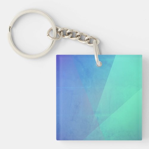 Modern Blue Aqua Turquoise Geometric Gradation Keychain