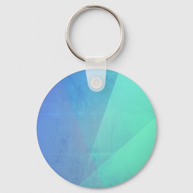 Modern Blue Aqua &Turquoise Geometric Gradation Keychain (Front)
