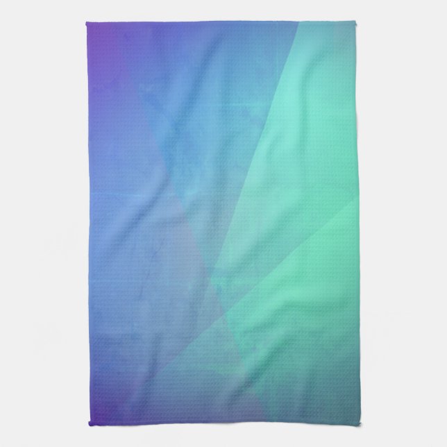 Modern Blue Aqua &Turquoise Geometric Gradation Kitchen Towel (Vertical)