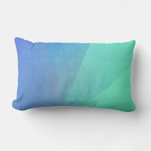 Modern Blue Aqua &Turquoise Geometric Gradation Lumbar Pillow