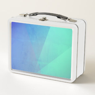 Modern Blue Aqua &Turquoise Geometric Gradation Metal Lunch Box