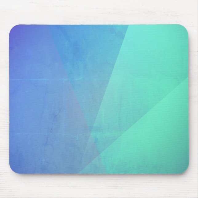 Modern Blue Aqua &Turquoise Geometric Gradation Mouse Pad (Front)