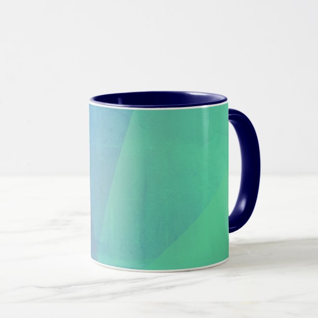 Modern Blue Aqua &Turquoise Geometric Gradation Mug (Front Right)