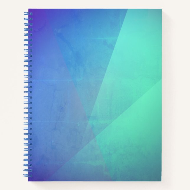 Modern Blue Aqua &Turquoise Geometric Gradation Notebook (Front)
