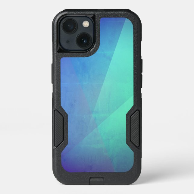 Modern Blue Aqua &Turquoise Geometric Gradation Otterbox iPhone Case (Back)