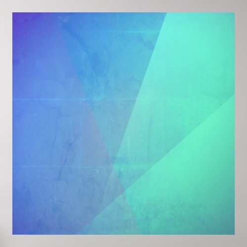 Modern Blue Aqua Turquoise Geometric Gradation Poster