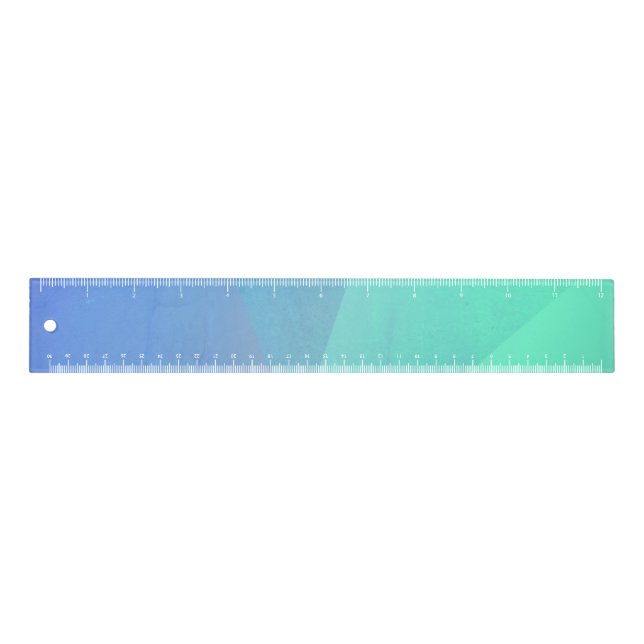 Modern Blue Aqua &Turquoise Geometric Gradation Ruler (Front)