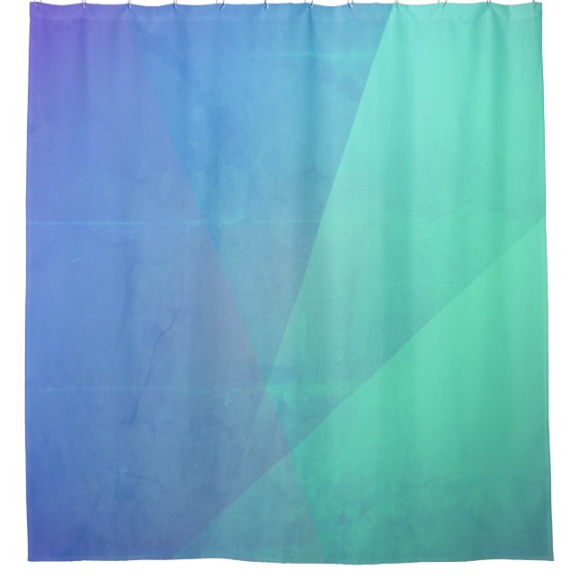 Modern Blue Aqua &Turquoise Geometric Gradation Shower Curtain (Front)